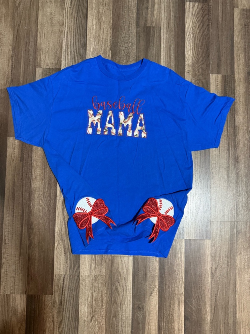 Baseball Mama Royal Blue Tee with Red Accents